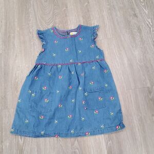 MINI BODEN 9-10Y Embroidered Chambray Tunic Top Dress size 9 10